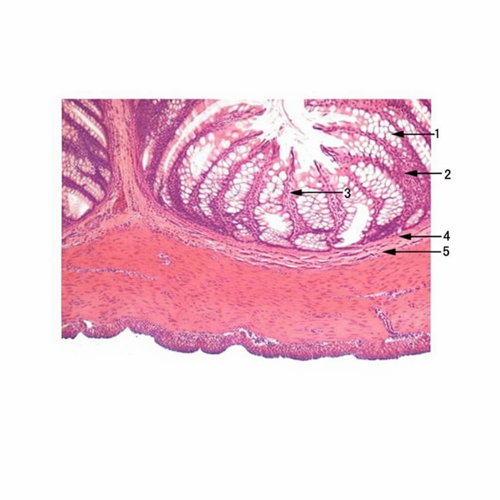 Integumet Under Microscope Large Intestine, Microscope Slide - Dr Wong Anatomy