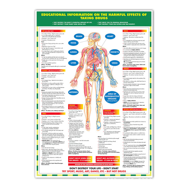 Educational Infomation on the Harmful Effects of Taking Drugs Chart - Dr Wong Anatomy 